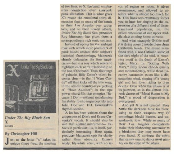 X / Under the Big Black Sun / 1982