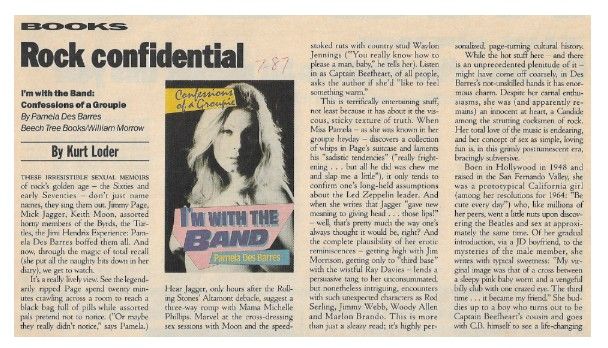 Des Barres, Pamela / I'm with the Band / 1987