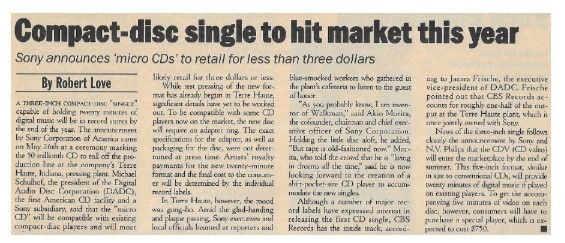 Music Industry / Compact-Disc Single to Hit Market This Year / 1987