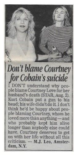 Nirvana / Don't Blame Courtney for Cobain's Suicide / 1994