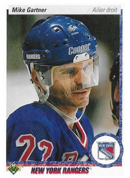 Gartner, Mike / 1990-91 New York Rangers / Upper Deck #277 - French
