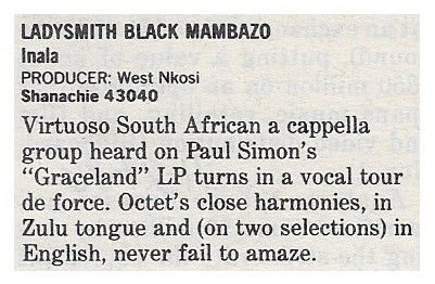 Ladysmith Black Mambazo / Inala / 1986