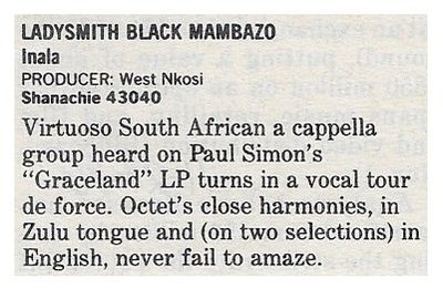Ladysmith Black Mambazo / Inala / 1986