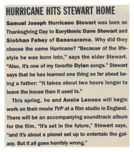 Stewart, Dave / Hurricane Hits Stewart Home / 1987