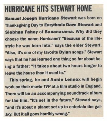 Stewart, Dave / Hurricane Hits Stewart Home / 1987