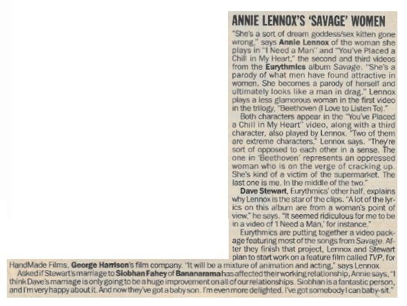 Eurythmics / Annie Lennox's 'Savage' Women / 1988