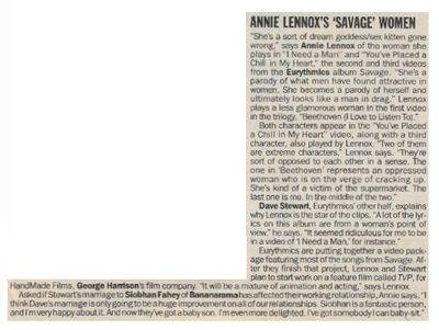 Eurythmics / Annie Lennox's 'Savage' Women / 1988