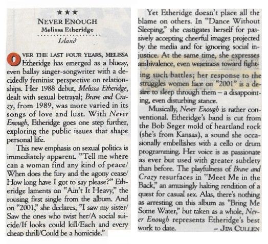 Etheridge, Melissa / Never Enough / 1992