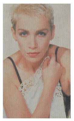 Eurythmics / Annie Lennox: Closeup--Holding White Lace Garment / 1980s