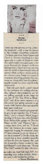 Eurythmics / Savage / January 1988
