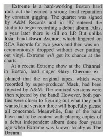 Extreme / Hard-Working Boston Hard Rock Act / 1988