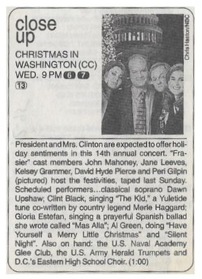 Grammer, Kelsey / Christmas in Washington--Close Up / 1995