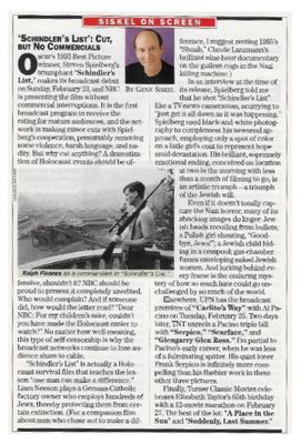 Fiennes, Ralph / Schindler's List TV Broadcast / 1997