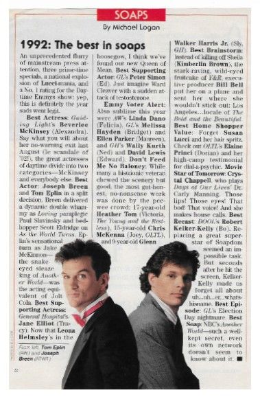 Elpin, Tom--Joseph Breen / 1992: The Best in Soaps / 1992