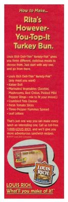 Louis Rich / Rita's However-You-Top-It Turkey Bun / 1997