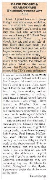 Crosby, David (+ Graham Nash) / Whistling Down the Wire / 1976