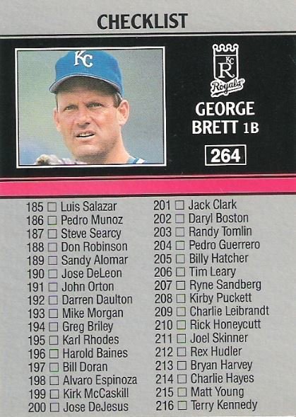 Brett, George / 1991 Kansas City Royals / Leaf #284 - Checklist