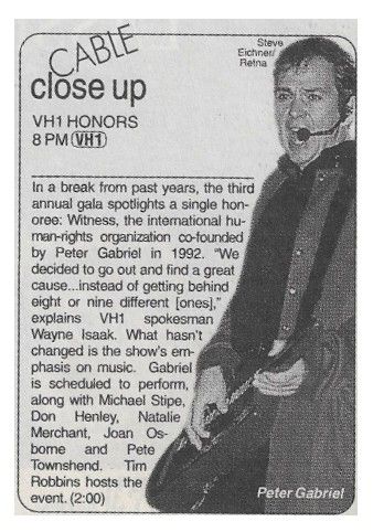 Gabriel, Peter / VH1 Honors / 1996