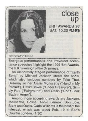 Morissette, Alanis / Brit Awards / 1996