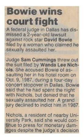 Bowie, David / Bowie Wins Court Fight / 1989