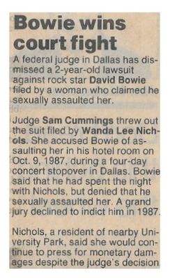 Bowie, David / Bowie Wins Court Fight / 1989