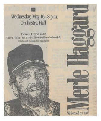 Haggard, Merle / Minneapolis, MN (Orchestra Hall) / 1990