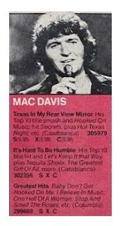 Davis, Mac / Texas in My Rear View Mirror / 1980
