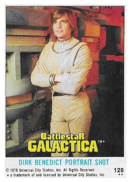 Battlestar Galactica / Dirk Benedict Portrait Shot / Topps #128 / 1978