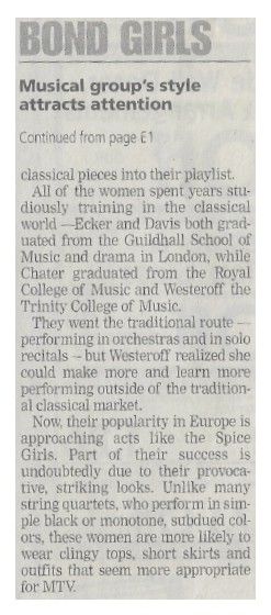 Bond / Musical Group's Style Attracts Attention / 2000