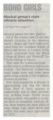 Bond / Musical Group's Style Attracts Attention / 2000