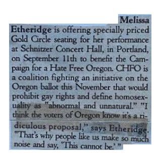 Etheridge, Melissa / Gold Circle Seating / 1992