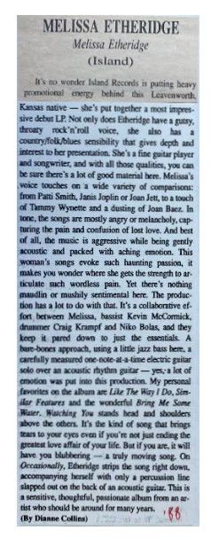 Etheridge, Melissa / Melissa Etheridge - It's No Wonder... / 1988