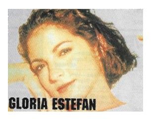Estefan, Gloria / Closeup, Wearing White, Name at Bottom