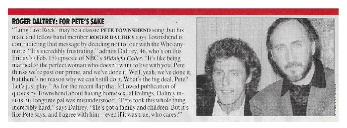 Who, The / Roger Daltrey: For Pete's Sake / 1990