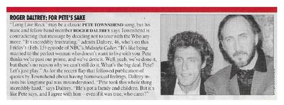 Who, The / Roger Daltrey: For Pete's Sake / 1990