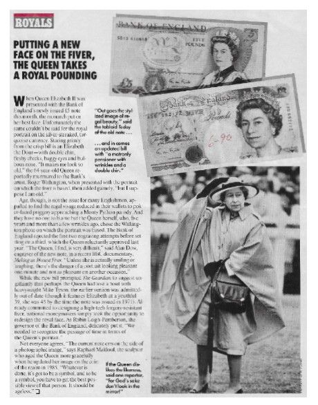 Queen Elizabeth II / Putting a New Face on the Fiver / 1990