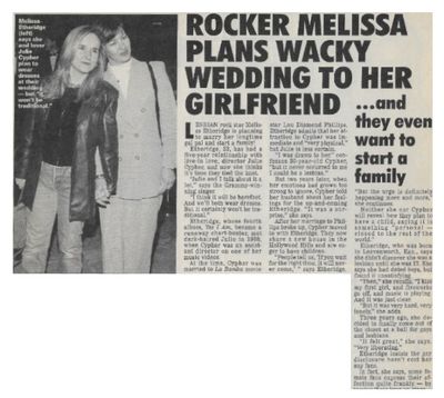 Etheridge, Melissa / Rocker Melissa Plans Wacky Wedding to Her Girlfriend / 1995