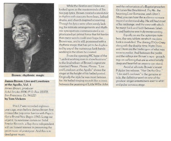 Brown, James / Live and Lowdown at the Apollo, Vol. 1 / 1981
