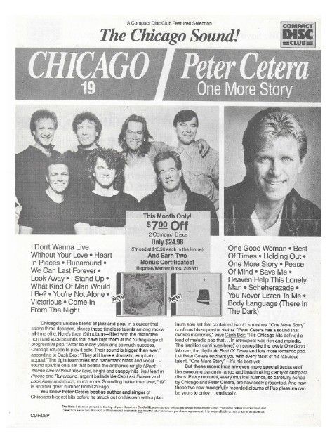 Chicago / Chicago 19--Peter Cetera--One More Story / 1988