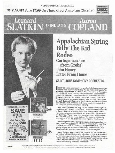 Slatkin, Leonard / Conducts Aaron Copland / 1988