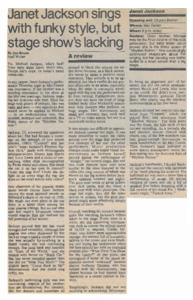 Jackson, Janet / Sings with Funky Style, But Stage Show's Lacking / 1990