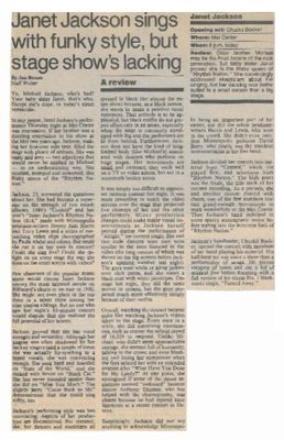 Jackson, Janet / Sings with Funky Style, But Stage Show's Lacking / 1990