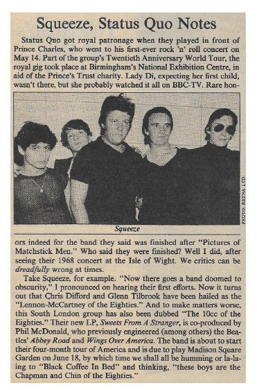 Squeeze / Squeeze, Status Quo Notes / 1983