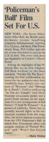 Various Artists / Policeman's Ball Film Set for U.S. / 1983