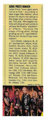 Judas Priest / Tour Dates and Story / 1986