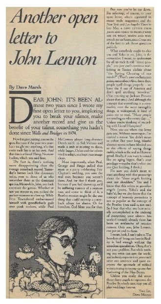 Lennon, John / Another Open Letter to John Lennon / 1976