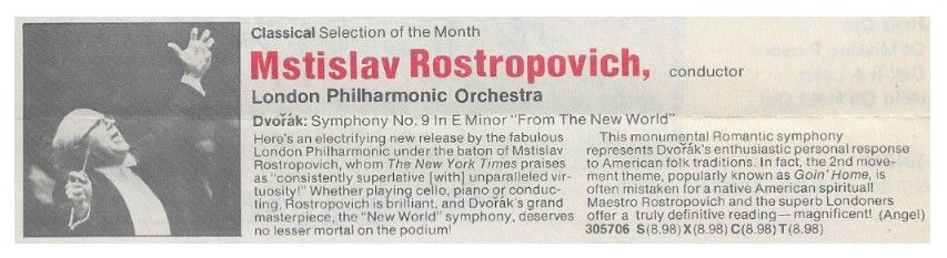 Rostropovich, Mstislav / Dvorak: Symphony No. 9 in E Minor / 1980