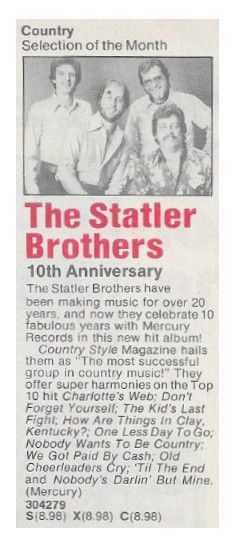 Statler Brothers, The / 10th Anniversary / 1980
