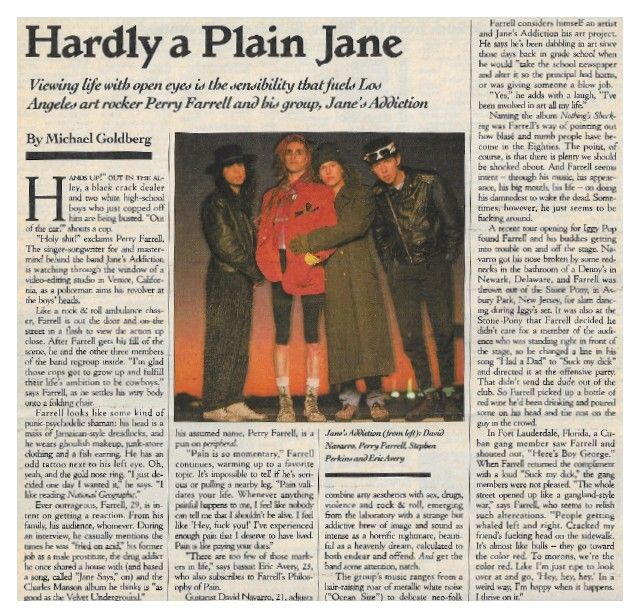 Jane's Addiction / Hardly a Plain Jane / 1989