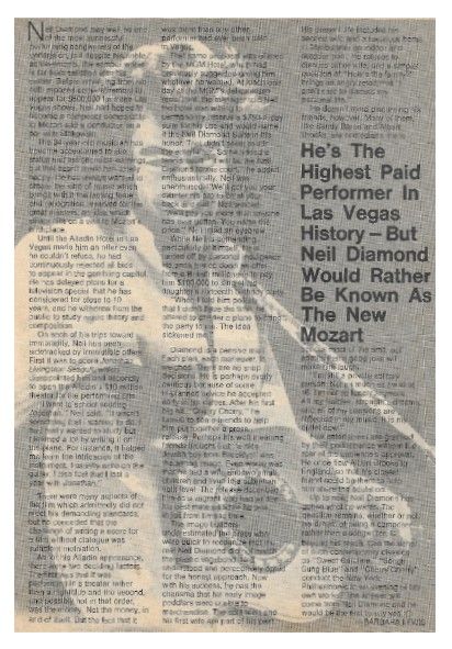 Diamond, Neil / Highest Paid Performer in Las Vegas / 1976